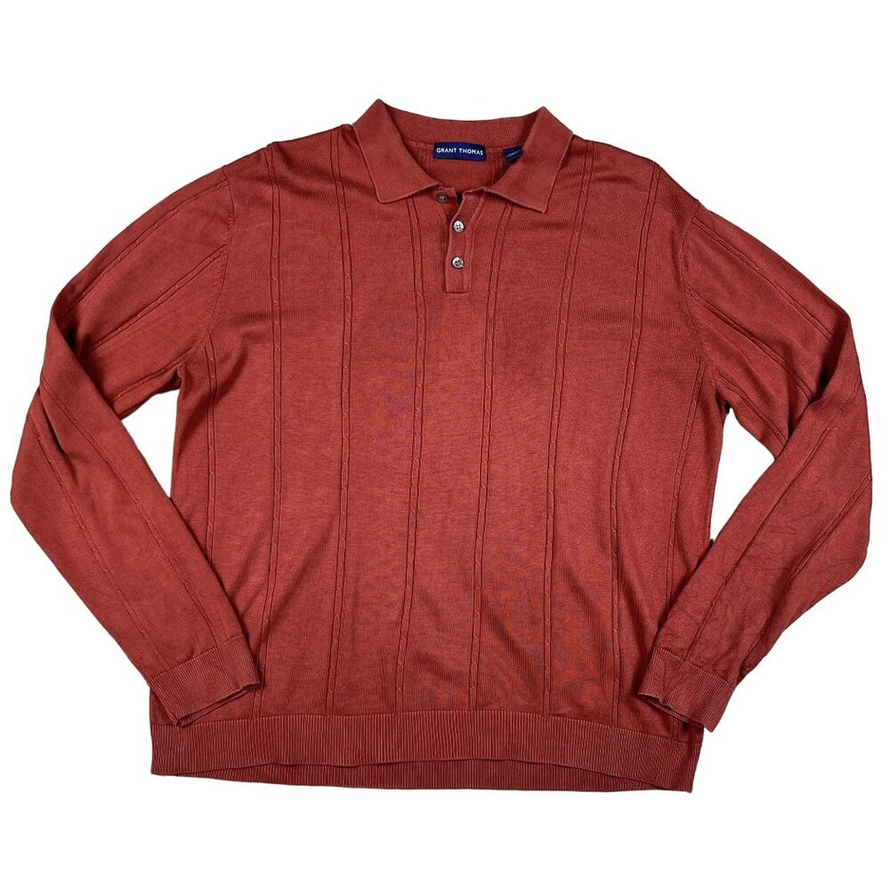 Grant Thomas Silk Blend Orange Sweater Size Large